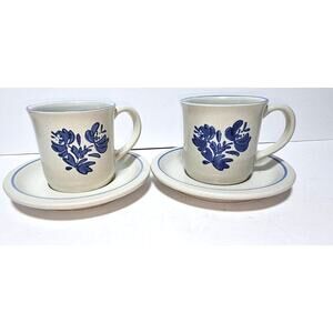 Set Of 2 Pfaltzgraff YorketownCoffee Tea Cup Mug With Saucers #289 4Pcs. Total
